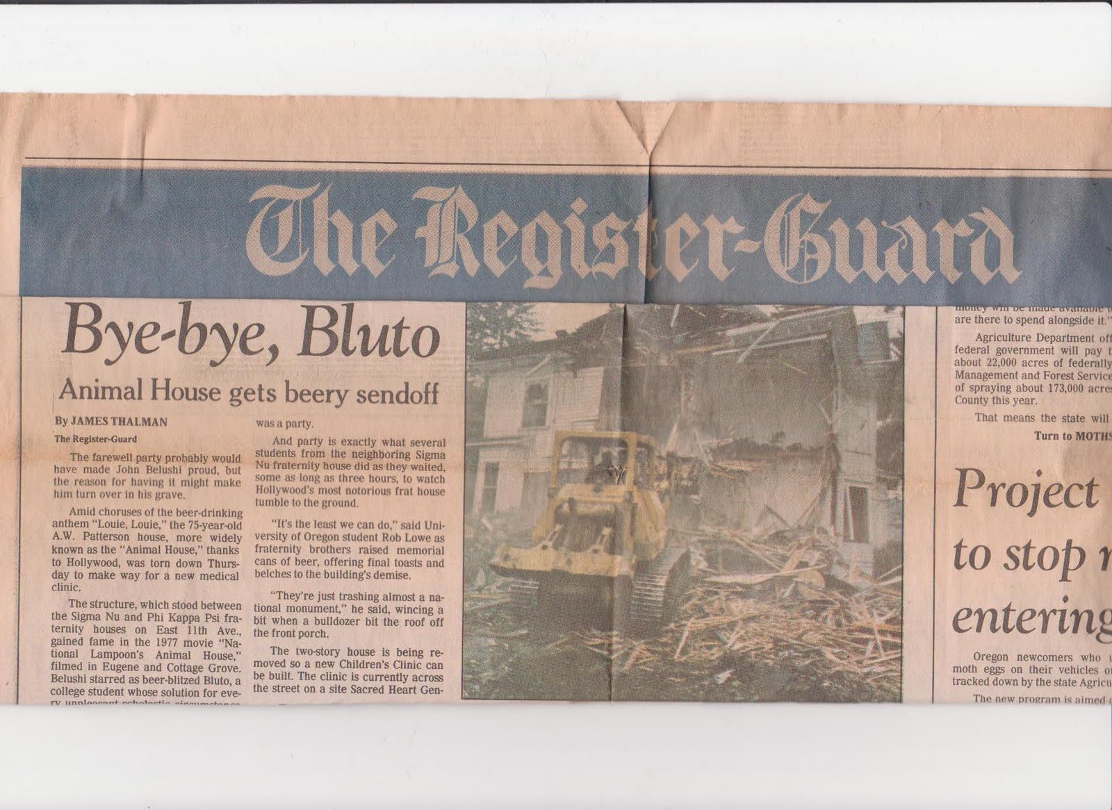 Animal House: R.I. P.: * Animal House Articles