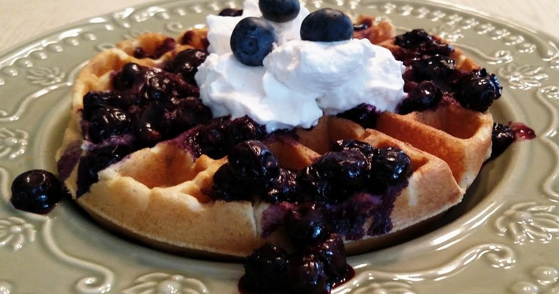 Gluten Free Belgium Waffles with Blueberry Sauce and Fresh Whipped