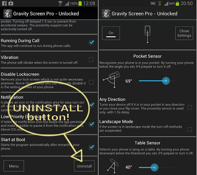 screenshot menu settings Gravity Screen - On/Off Pro v2.45.2 APK
