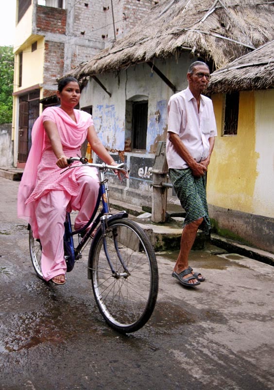 Indian girl cycling
