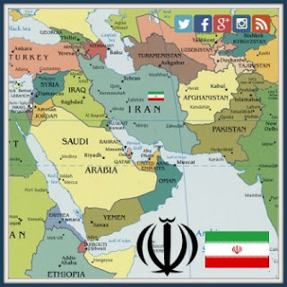 Iranian flag with map of Iran