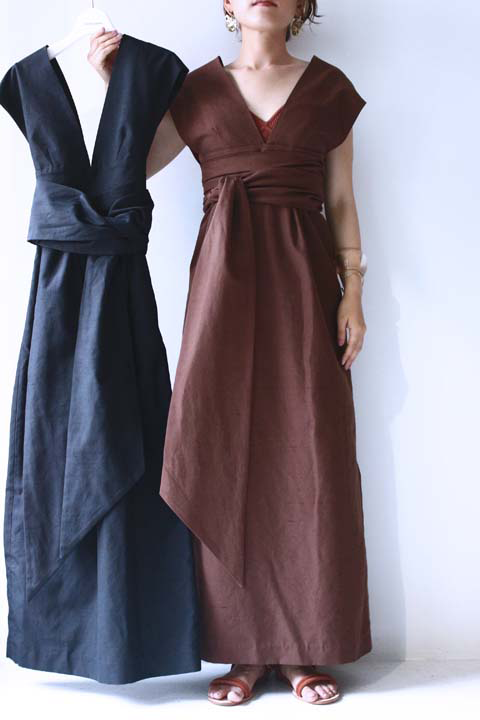 isle: 【FUMIKA_UCHIDA】silk back satin drop shoulder dress