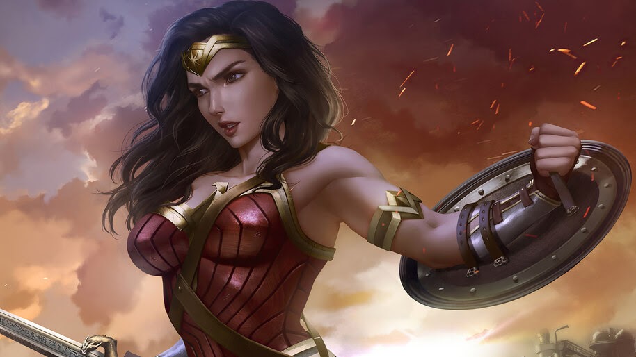 Wonder Woman, Sword, Shield, Comics, 4K, #6.2002