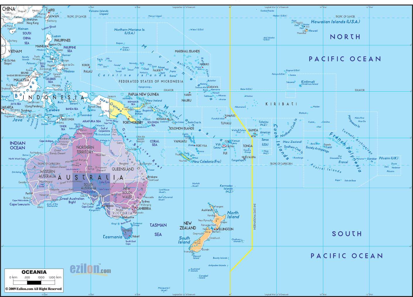 OCEANIA - GEOGRAPHICAL MAPS OF OCEANIA