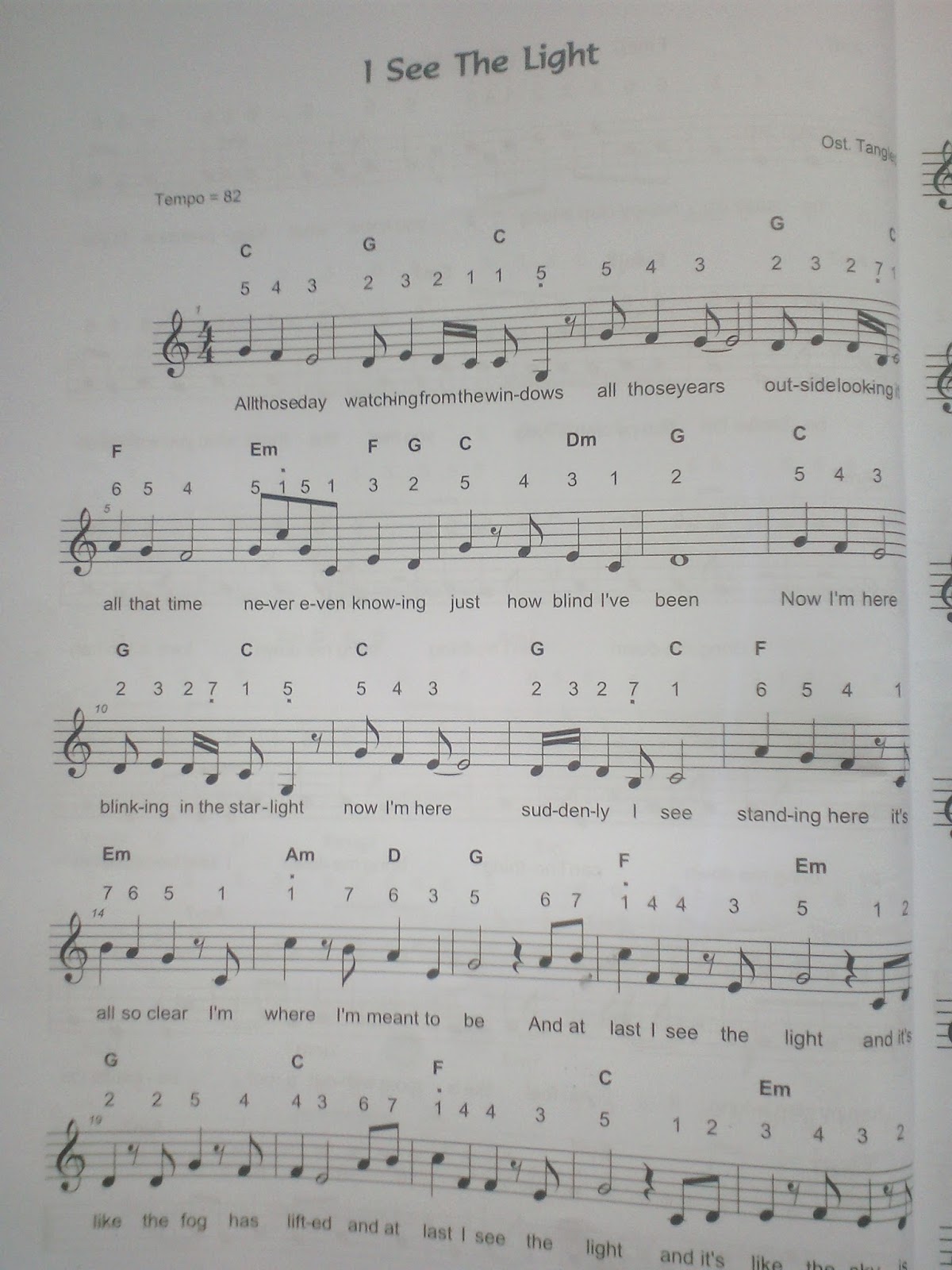 Not Lagu I See The Light Not Lagu Anak Partitur Lagu Terbaru