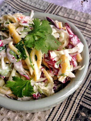 Slaw, salad, cabbage, radicchio, cilantro, recipe