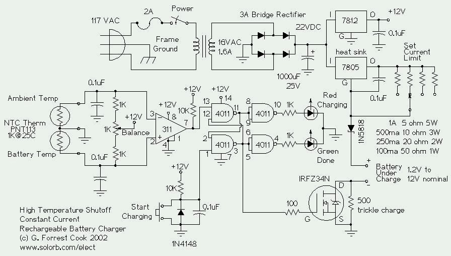 Temperature Controlled NICD Charger Circuit Diagram