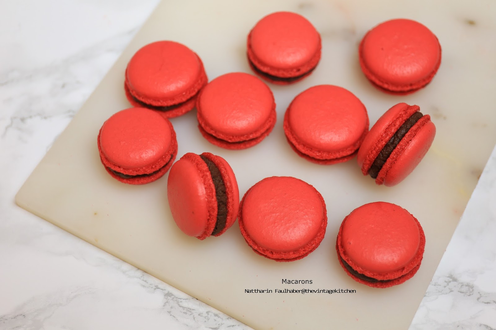 Vintage Kitchen Macarons using the italian meringue method