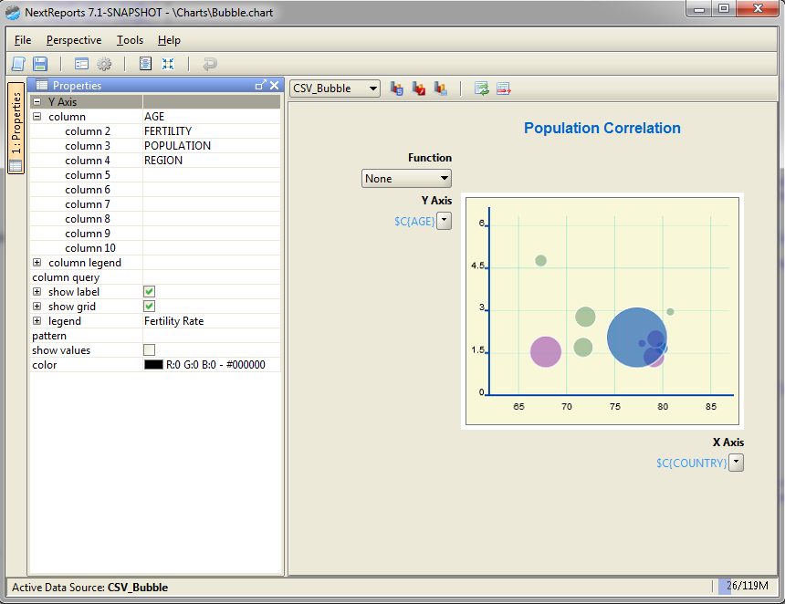brainstorm NextReports Creating a bubble chart