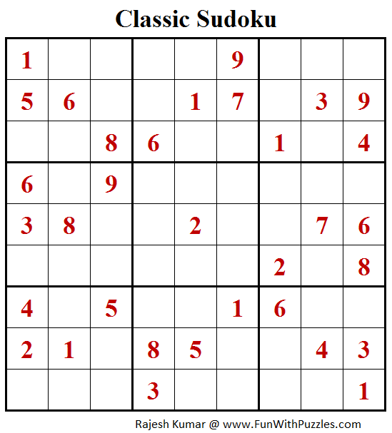 Classic Sudoku Puzzles (Puzzles for Teens #207)