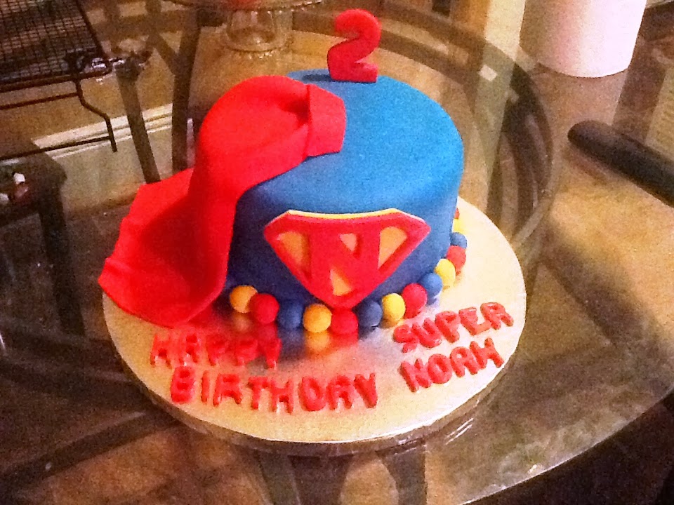 Melinda's 3 Sweets Superman cape fondant cake