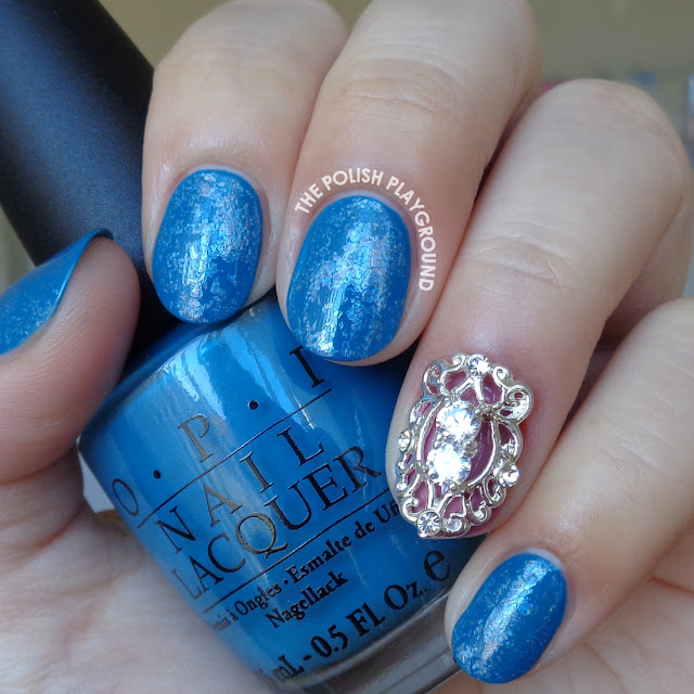 Blue with Holographic Nail Foil Nail Art