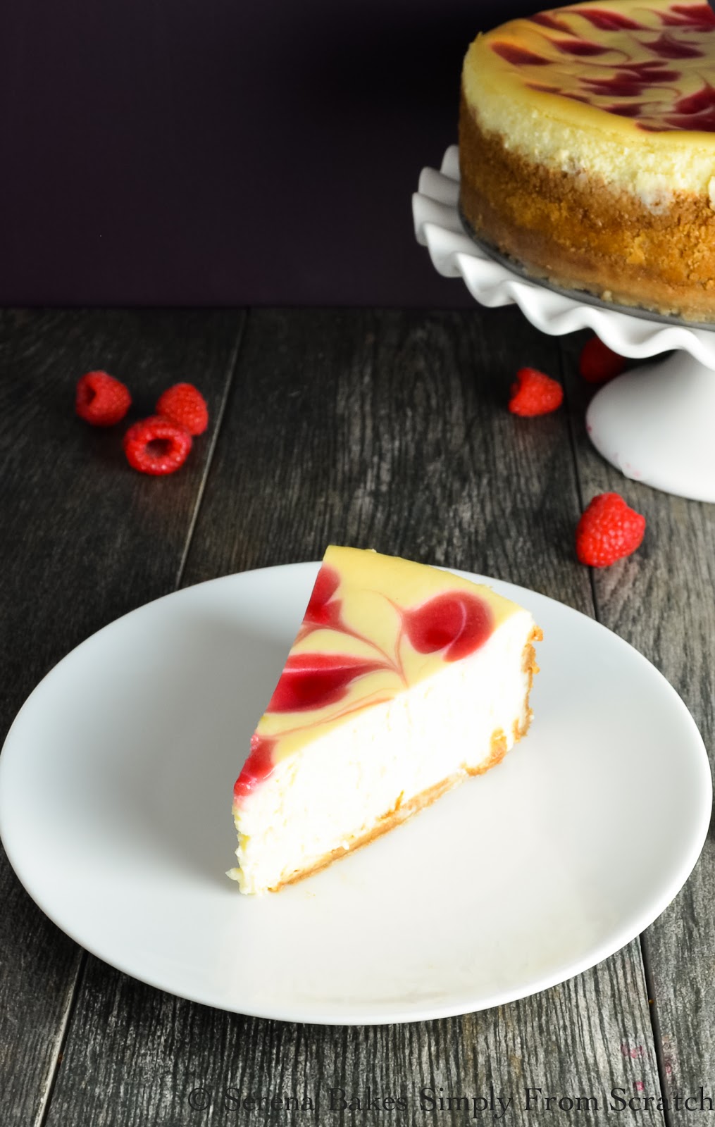 Tall Creamy Cheesecake With Raspberry Swirl Serena Bakes Simply From