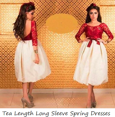 Tea Length Long Sleeve Spring Dresses