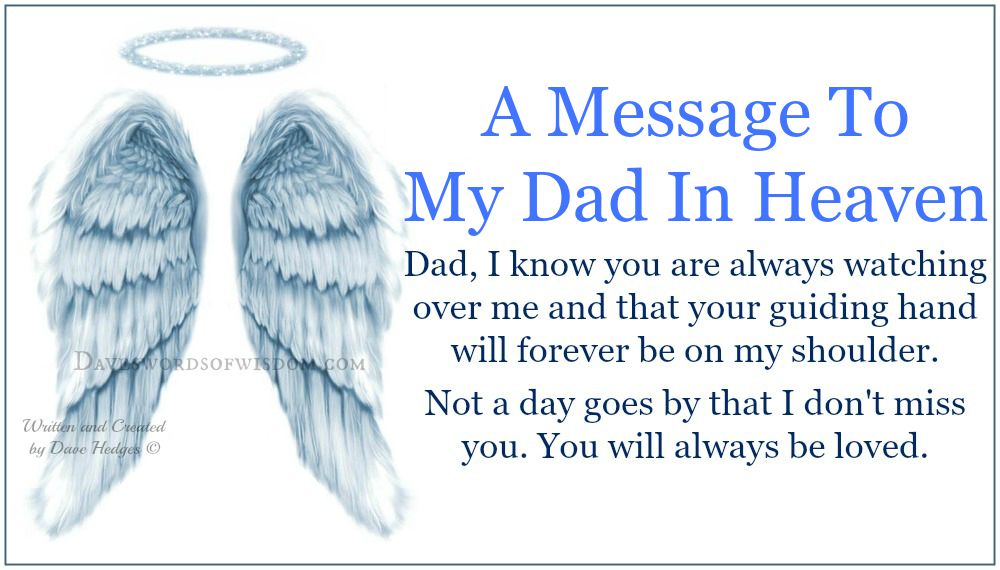 daveswordsofwisdom com a message to my dad in heaven