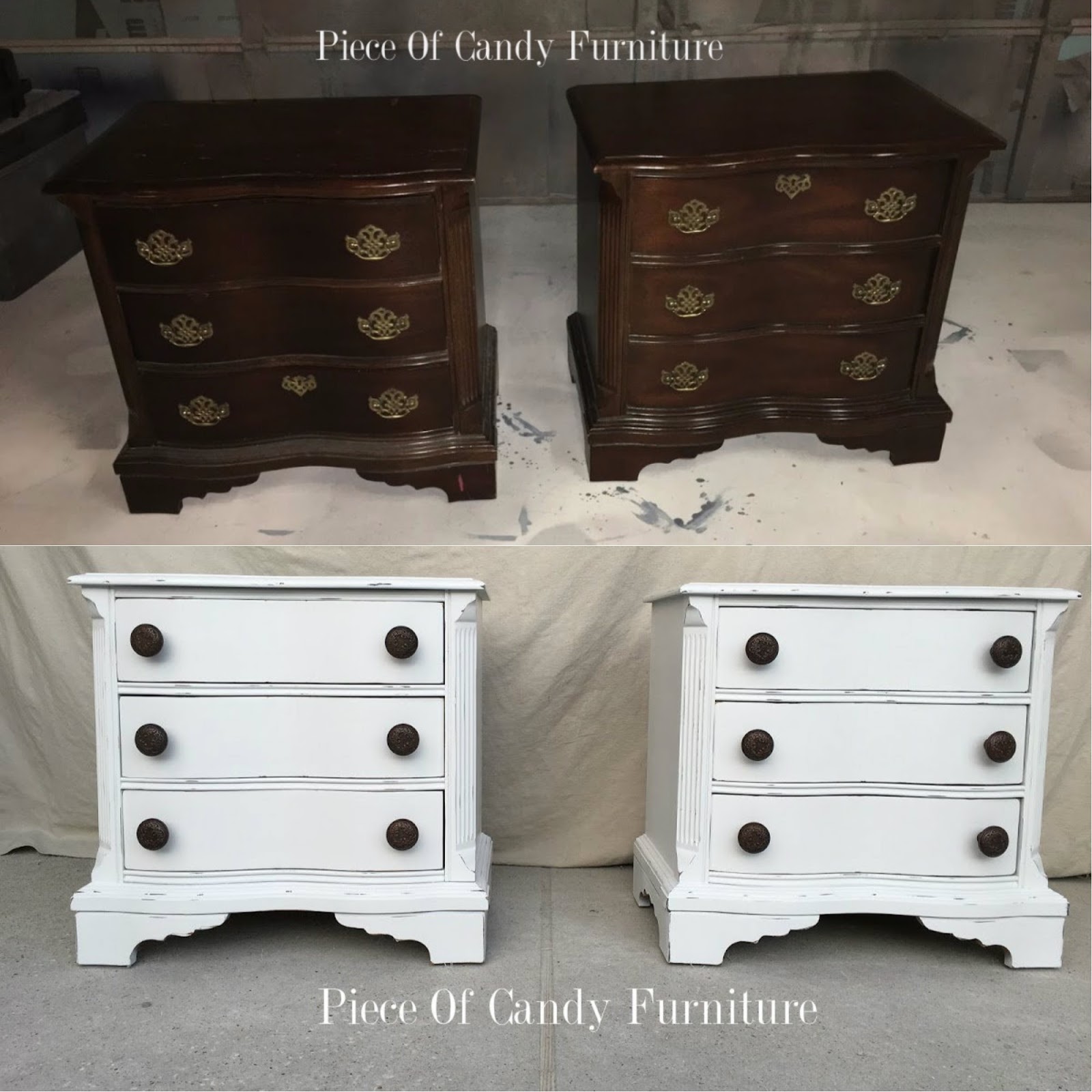 Piece Of Candy Furniture White Distressed Nightstands Set....