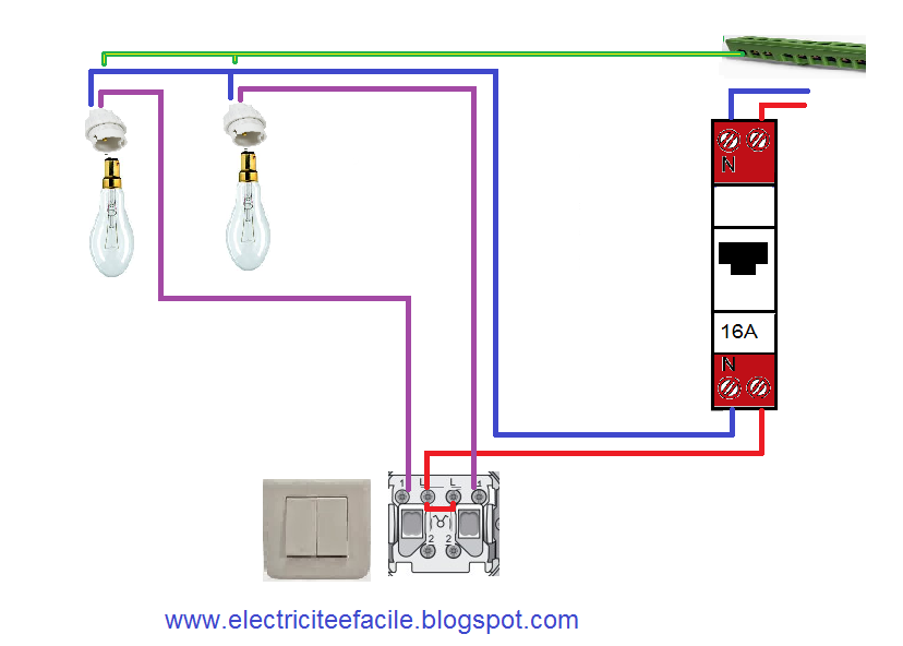 schéma de cablage interrupteur double allumage - schema electrique