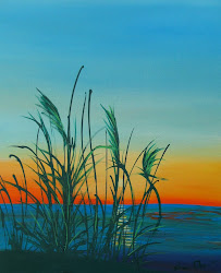 grass acrylic painting sunrise spirit earth sea through glass