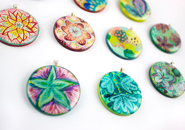 creating with jules- resin necklace pendants