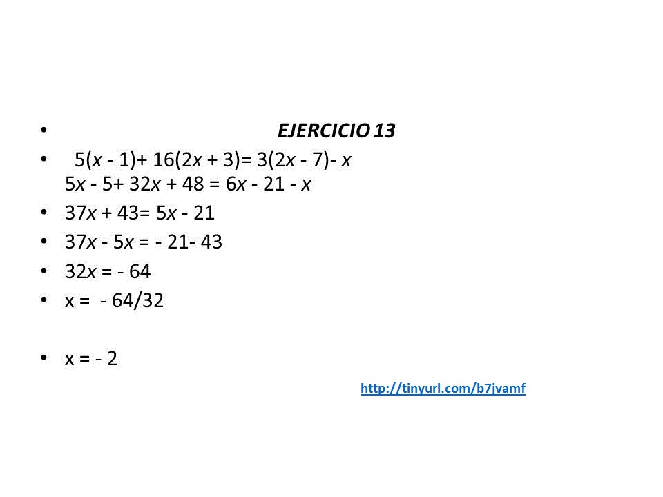 RESOLUCION DE ECUACIONES ECUACIONES DE PRIMER