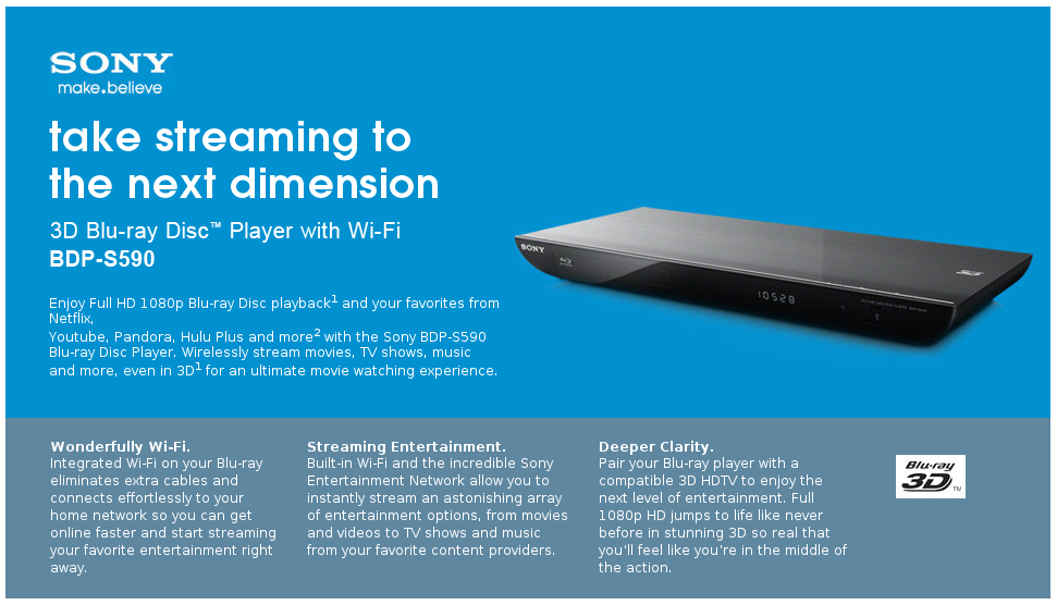 In the office: THe Sony BDP-S590 Blu-Ray with Wi-Fi