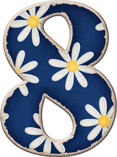 Abecedario Azul con Margaritas Blancas. Blue Alphabet with White Daisies. 