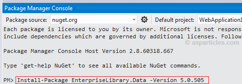 Installing microsoft enterprise library using nuget Installing microsoft enterprise library using nuget