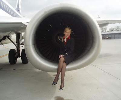 a non-smiling stewardess