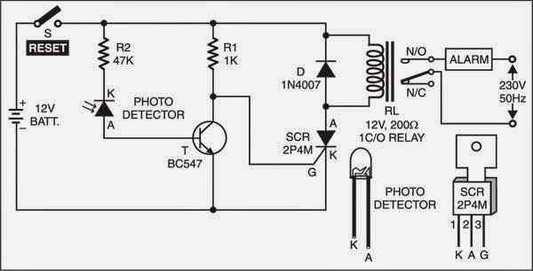 Intruder Detector Using Laser Torch | Electronic Circuits Diagram