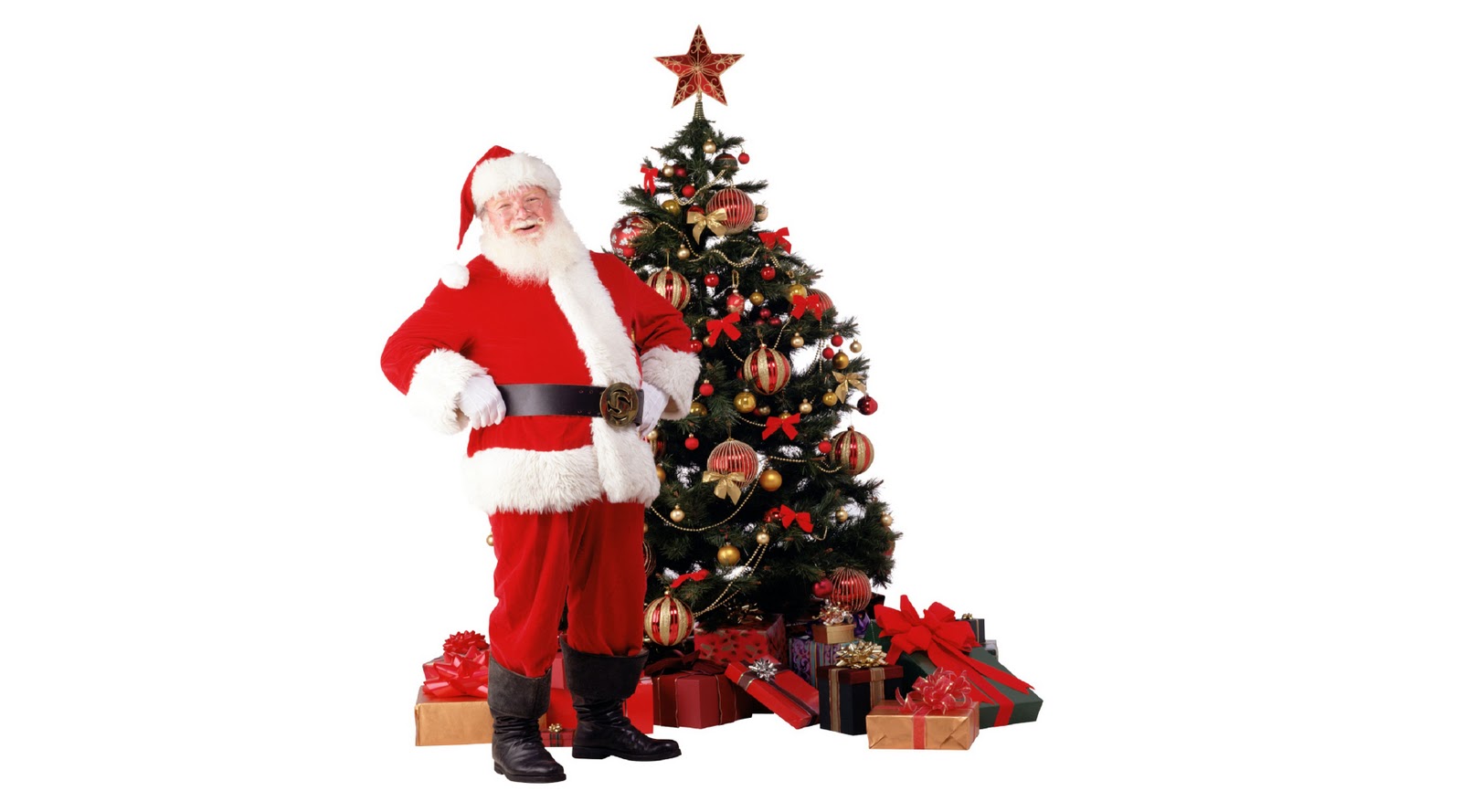 Santa in front of the Christmas tree HD 3D Wallpaper ~ The Wallpaper