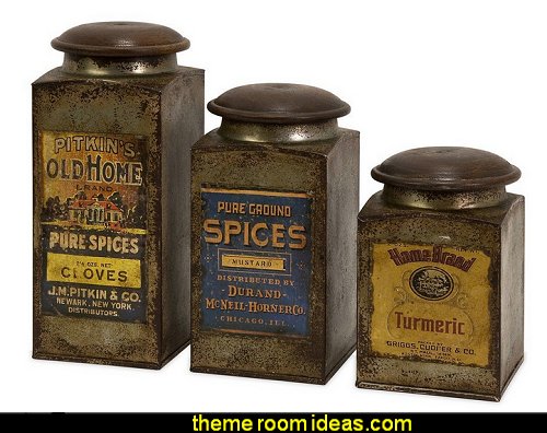 Vintage Label Wood and Metal Canisters primitive americana decorating style - folk art - heartland decor - rustic Americana home decor - Colonial & Country style decorating Americana bedroom designs - Primitive Country Rustic decor Vintage Label Wood and Metal Canisters primitive americana decorating style - folk art - heartland decor - rustic Americana home decor - Colonial & Country style decorating Americana bedroom designs - Primitive Country Rustic decor
