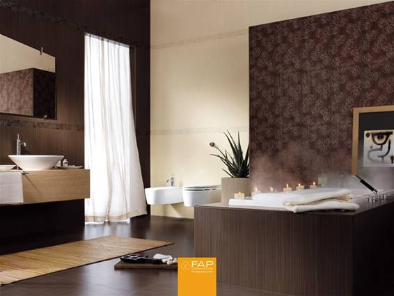 Baños de color marrón chocolate colores en casa