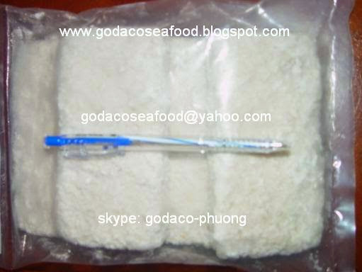 Breaded Basa Portion-Rectangular cut from 7.5 kg industrial block of broken basa fillet