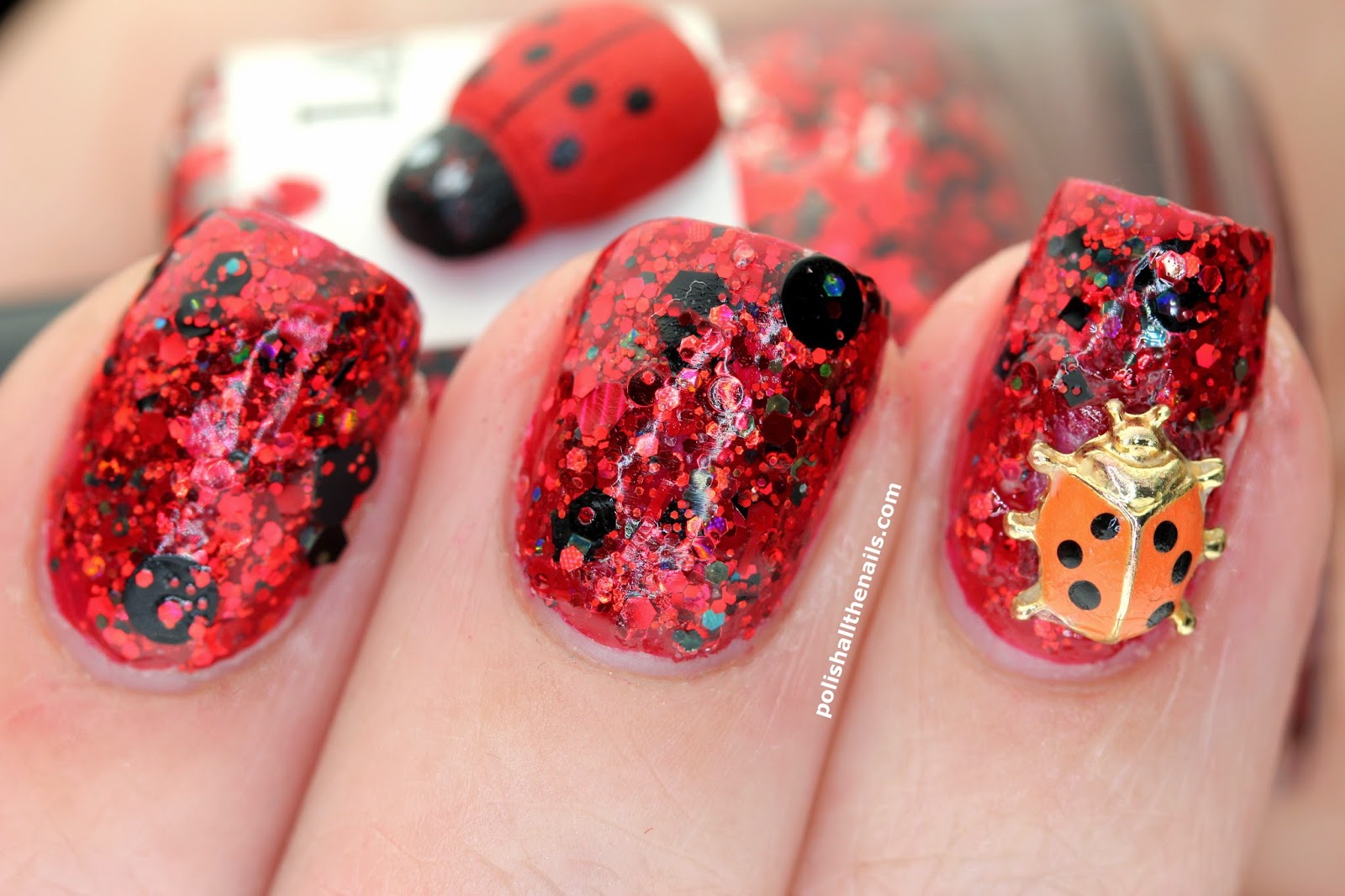 8. Ladybug Nail Art with Flowers - wide 7