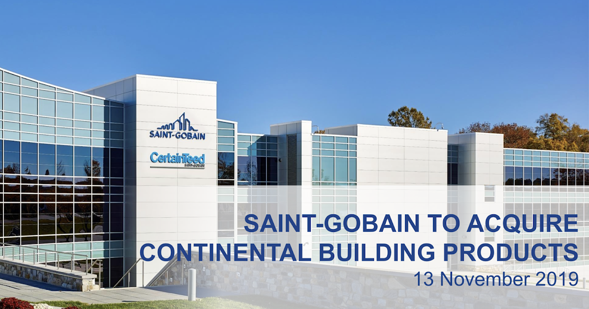 A SaintGobain adquire a Continental Building Products por US 1,4