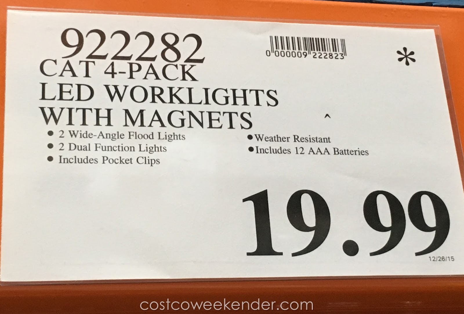 Cat 4pack LED Work Lights with Costco Weekender