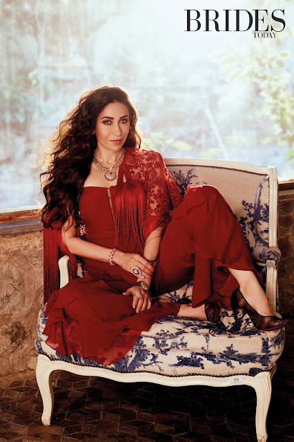 Karishma Kapoor wearing all looks by Ridhi Mehra for the cover story of Brides Today magazine