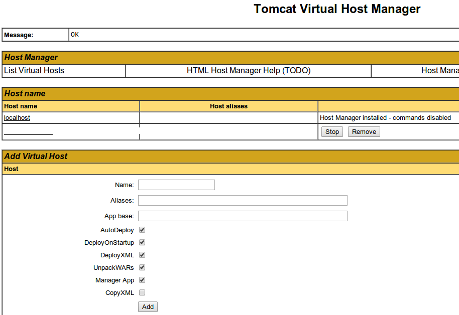 Tomcat xml. Tomcat interface.