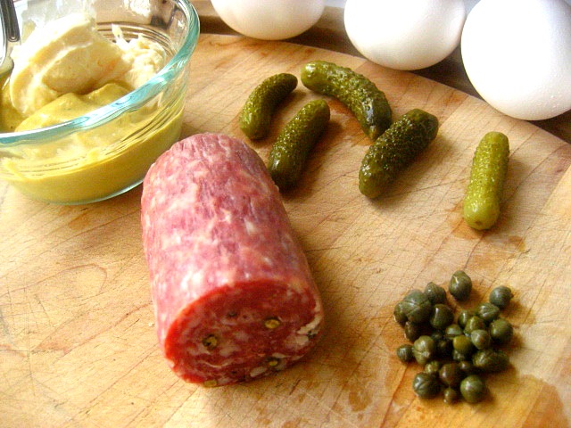 More Holiday Appetizers: Salami & Egg Canapes