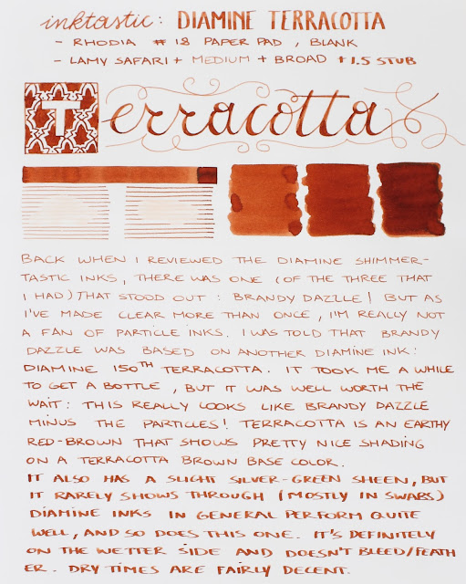 Inktastic: Diamine 150th anniversary Teracotta ink review