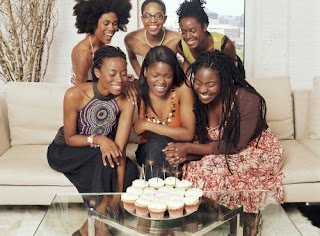 African american woman having a party