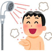 温かいシャワーを浴びる人のイラスト
