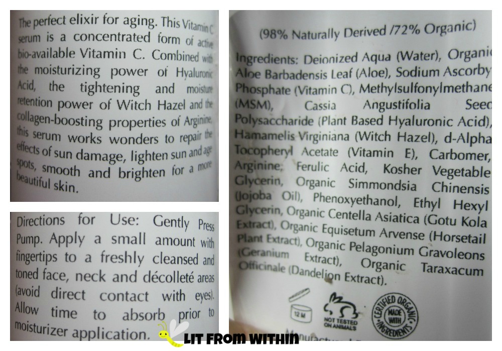 Kleem Organics Intensive Rejuvenating Serum ingredients, directions
