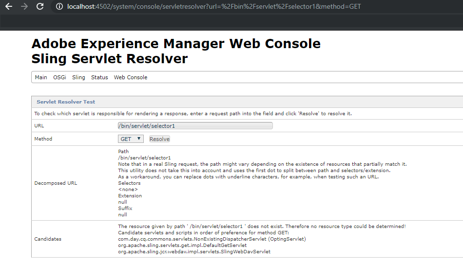 The Servlet status is disabled in AEM 6.4 AEM Tutorials for Beginners
