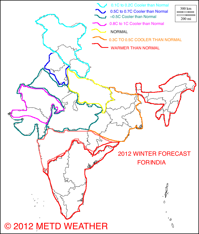 METD WEATHER 2012 WINTER FORECAST OF INDIA