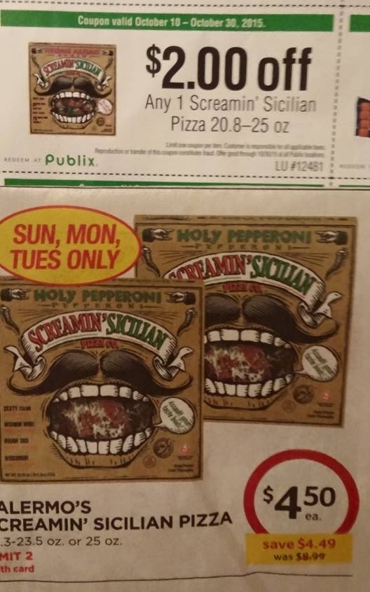 Screamin' Sicilian Pizza for only 1.50 at Winndixie! JustAddCoffee