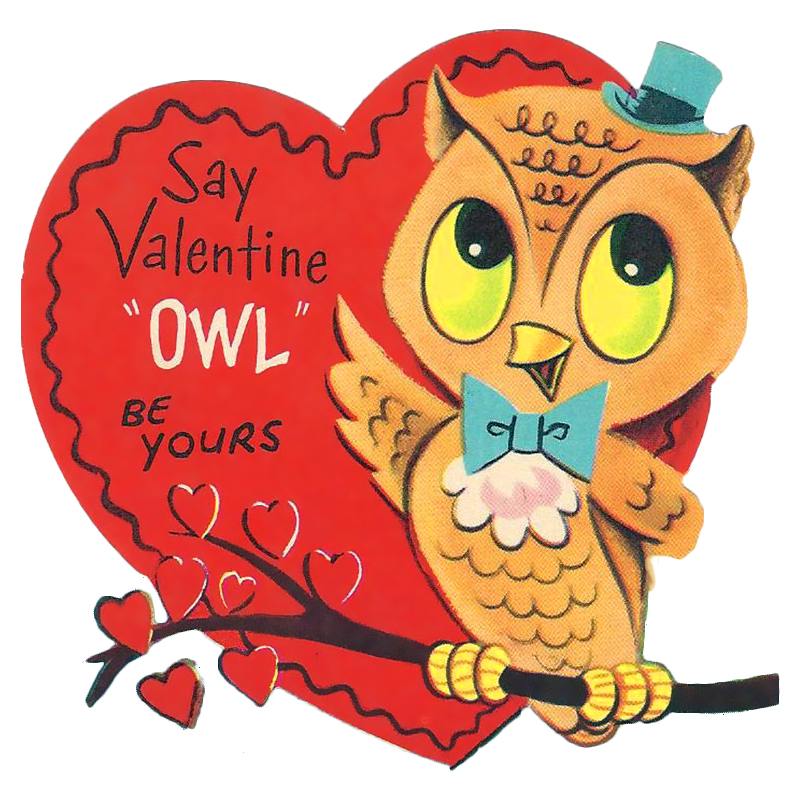 The Happy Holiday Girl Owl Be Yours Valentine Vintage Card Or Clip Art The Happy Holiday Girl Owl Be Yours Valentine Vintage Card Or Clip Art
