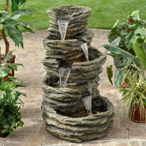 A relaxing garden and backyard waterfalls