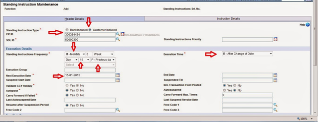 Standing Instruction (Automatic) From SB to RD