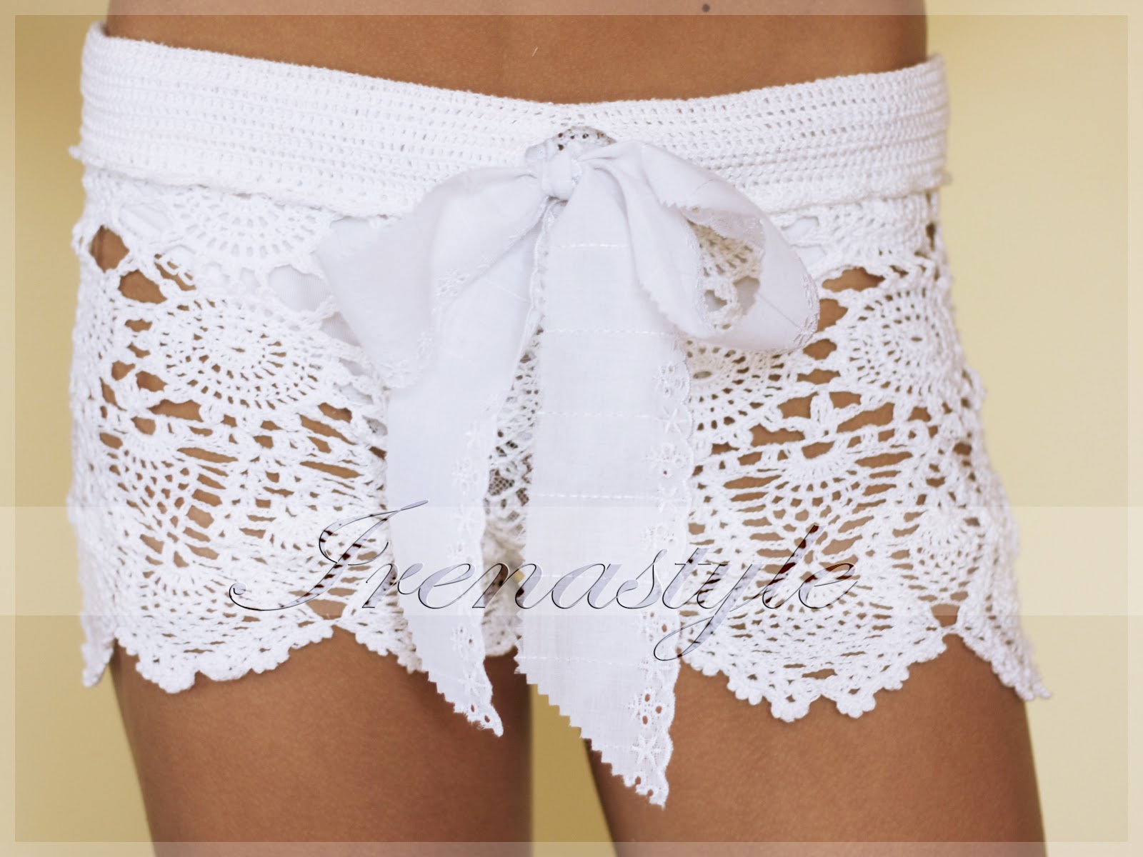 Crochet Story & Irenastyle Cotton crochet beach shorts